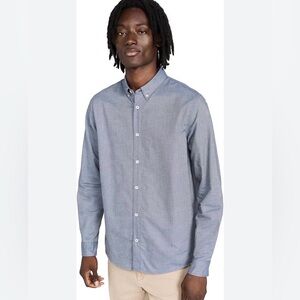 A.P.C Men’s Oxford Button Down Shirt Chambray Blue Long Sleeve Large Classic